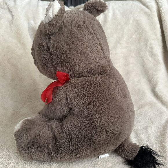 Walmart Sitting Brown Rhino Red Bow Plush 16” Stuffed Animal Toy - Picture 3 of 6